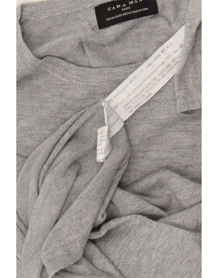 Zara Hombre Jersey Cuello Redondo Viscosa Moteada Gris Medio
