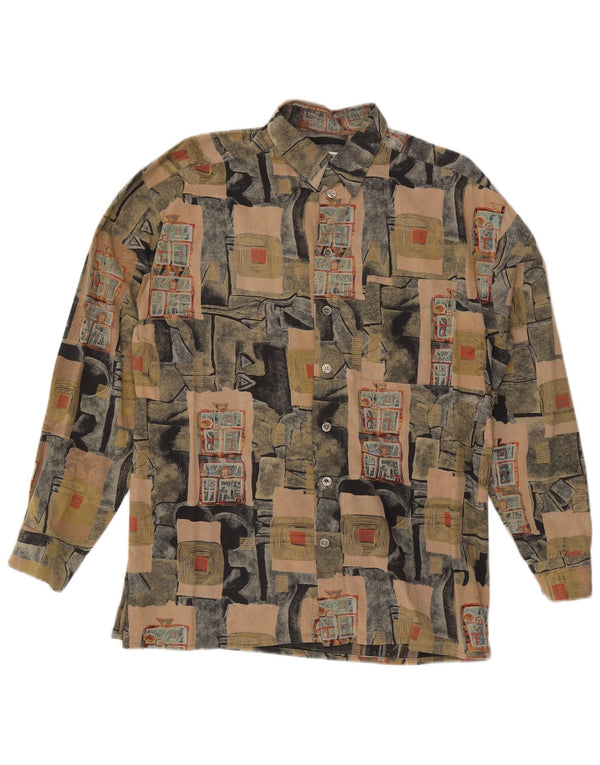 Camisa vintage para hombre grande algodón patchwork multicolor