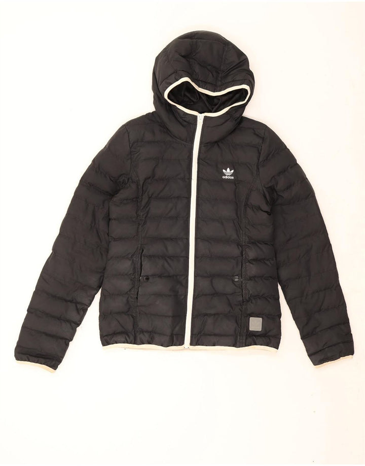 Adidas Chaqueta acolchada con capucha para mujer UK 44 Mediana Negro Poliéster