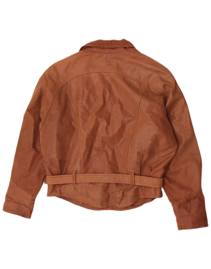 Chaqueta de cuero vintage para mujer Reino Unido 18 XL Marrón