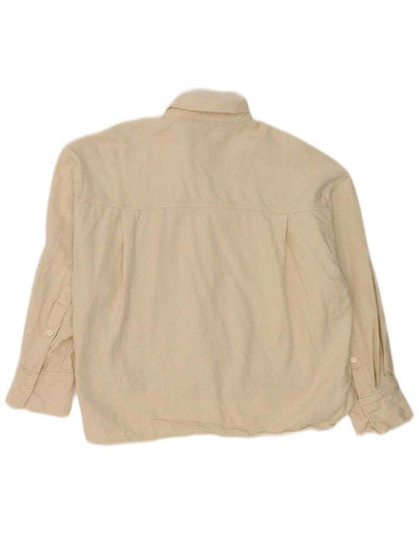 Zara Mujer Camisa De Franela Extragrande UK 6 XS Algodón Beige