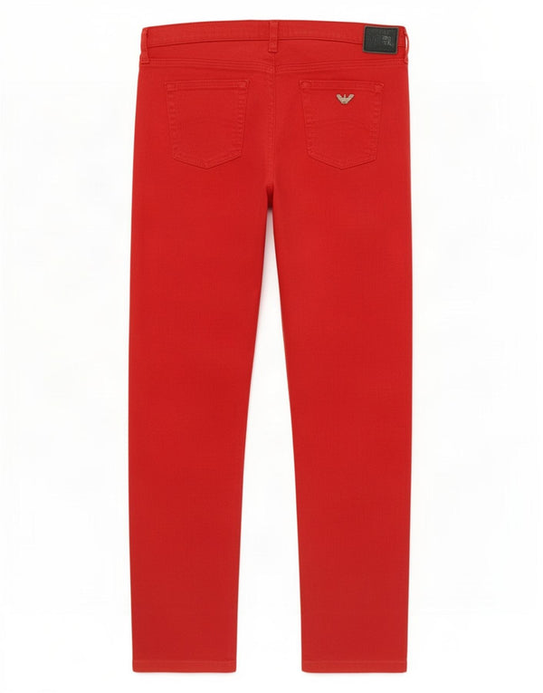 Armani Mujer Pantalones Rectos Casuales W32 L29 Lino Rojo