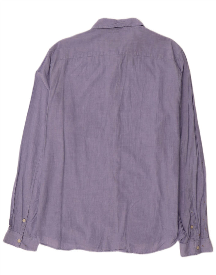 Marlboro Classics Camisa de ajuste personalizado para hombre XL Azul Pinstripe