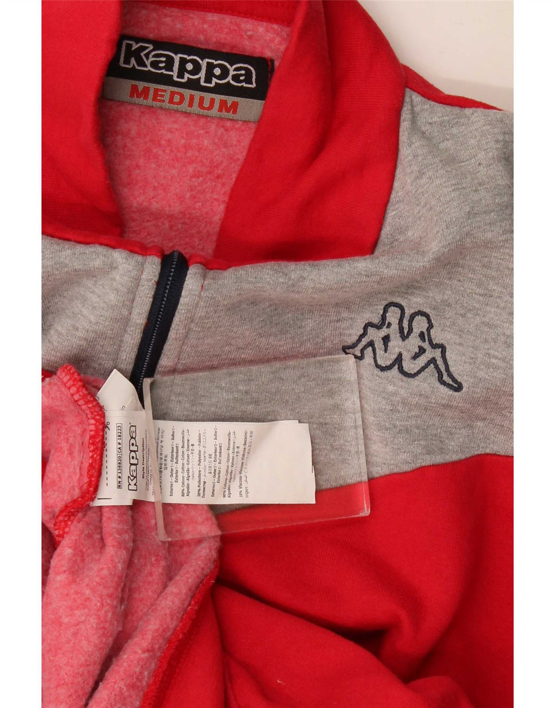 Kappa Mens Tracksuit Top Jacket Medium Red Colourblock Cotton