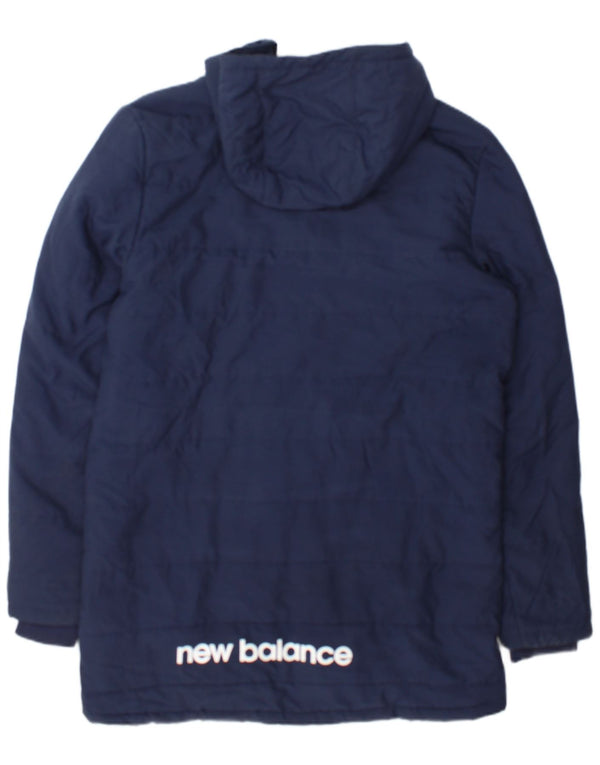 New Balance Chaqueta acolchada con capucha gráfica para hombre UK 38 Medium Azul marino