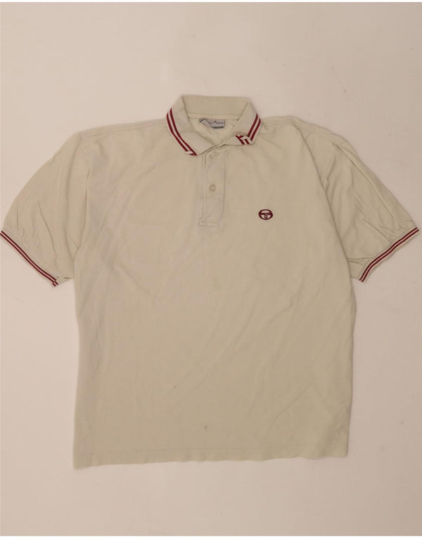 Sergio Tacchini Polo para hombre 2XL Algodón a rayas blanco roto