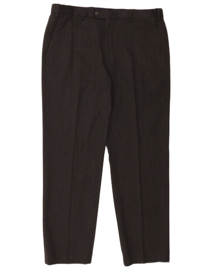 Marks & Spencer Pantalón de traje recto para hombre W38 L31 Algodón gris