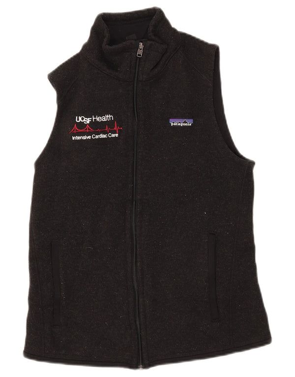 Patagonia Mujer Gráfico Sin Mangas Chándal Top Chaqueta UK 6 XS Gris