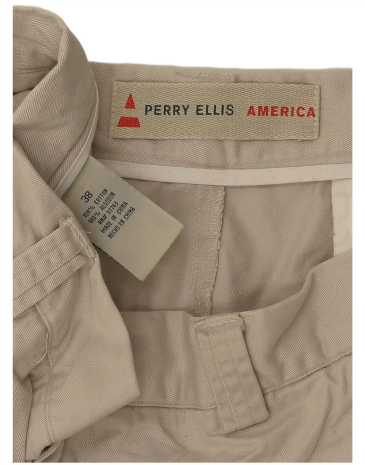 Perry Ellis Pantalones cortos cargo para hombre W38 XL Algodón beige