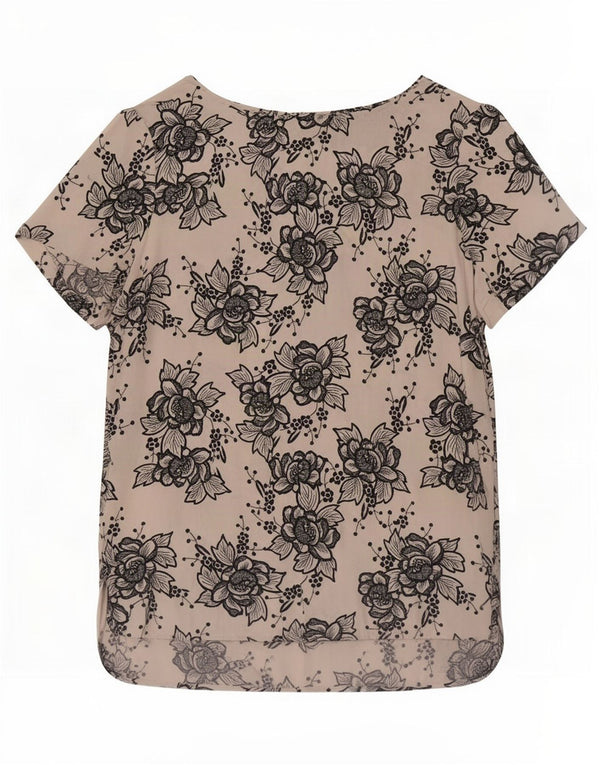 Marks & Spencer Blusa para Mujer Top UK 40 Grande Off White Floral Viscosa