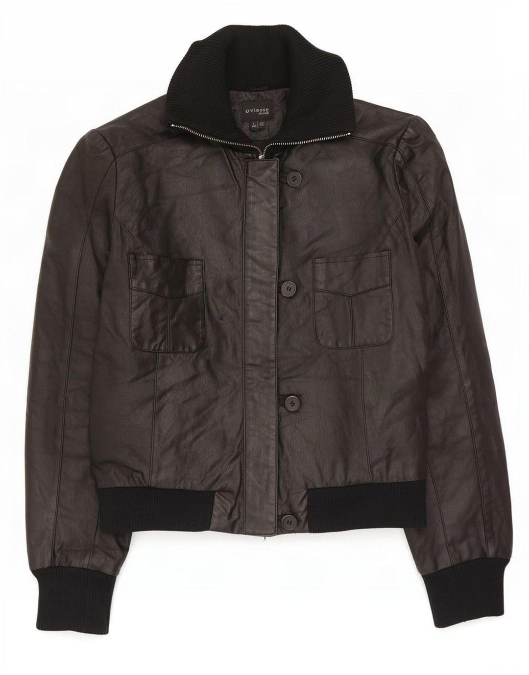 Oviesse Chaqueta de cuero para mujer IT 46 Grande Negro
