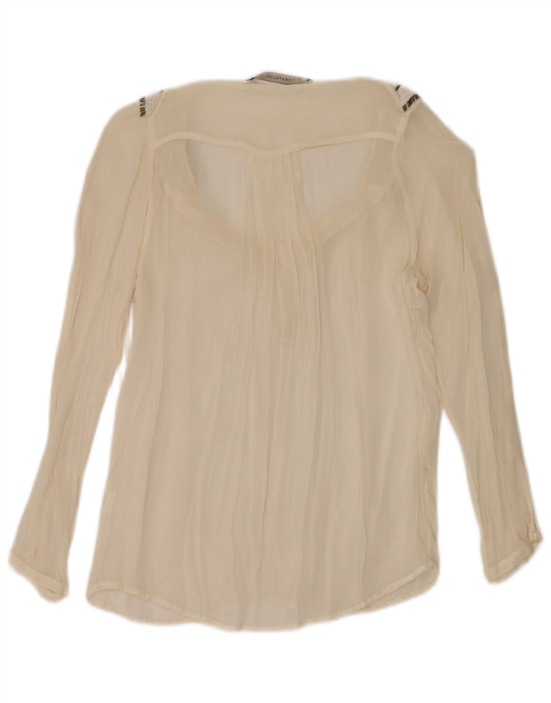 Zara Blusa de manga larga transparente de gran tamaño para mujer UK 10 Small Beige