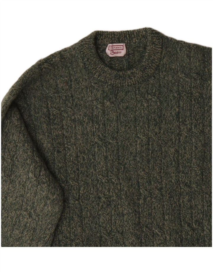 Stefanel Jersey De Cuello Redondo Para Hombre Jersey Pequeño Verde Moteado