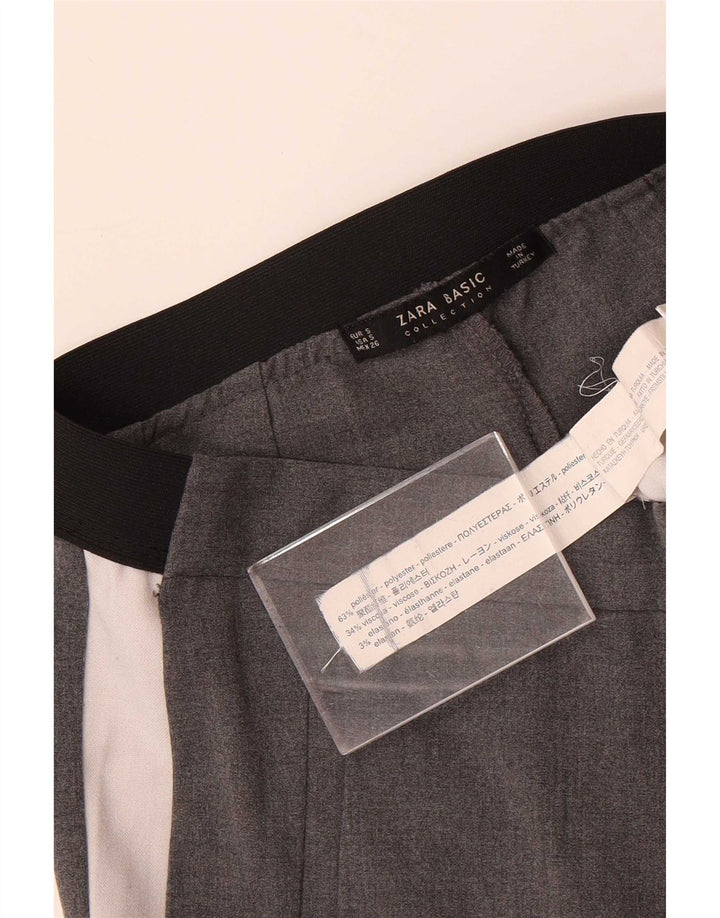 Zara Mujer Pantalón Chino Slim Small W26 L28 Poliéster Color Block Gris