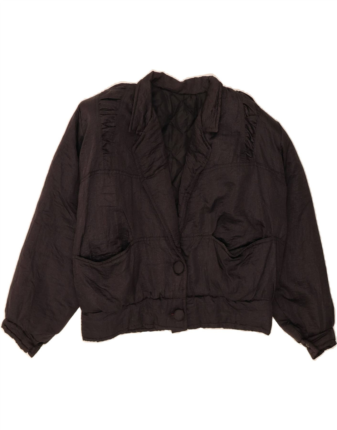 VINTAGE Womens Bomber Jacket UK 14 Large Black Vintage Vintage and Second-Hand Vintage from Messina Hembry 