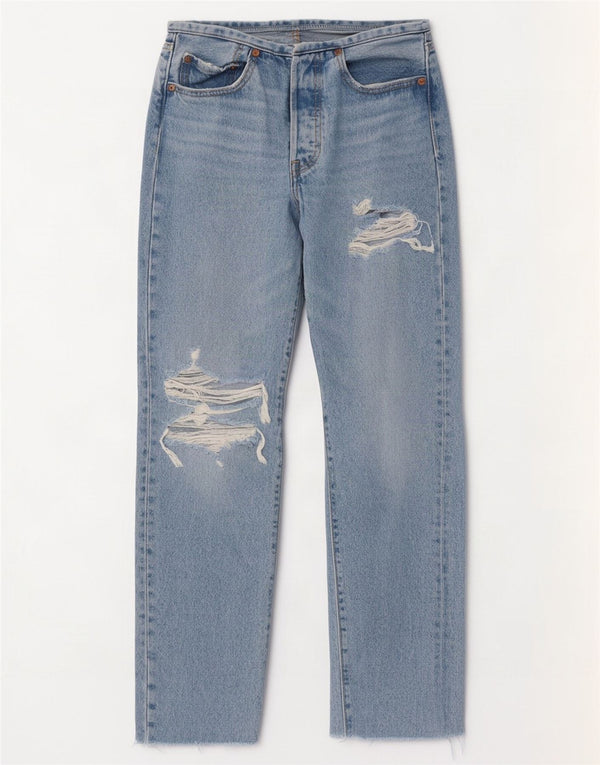 Levi's Vaqueros Rectos Desgastados Mujer W26 L30 Algodón Azul