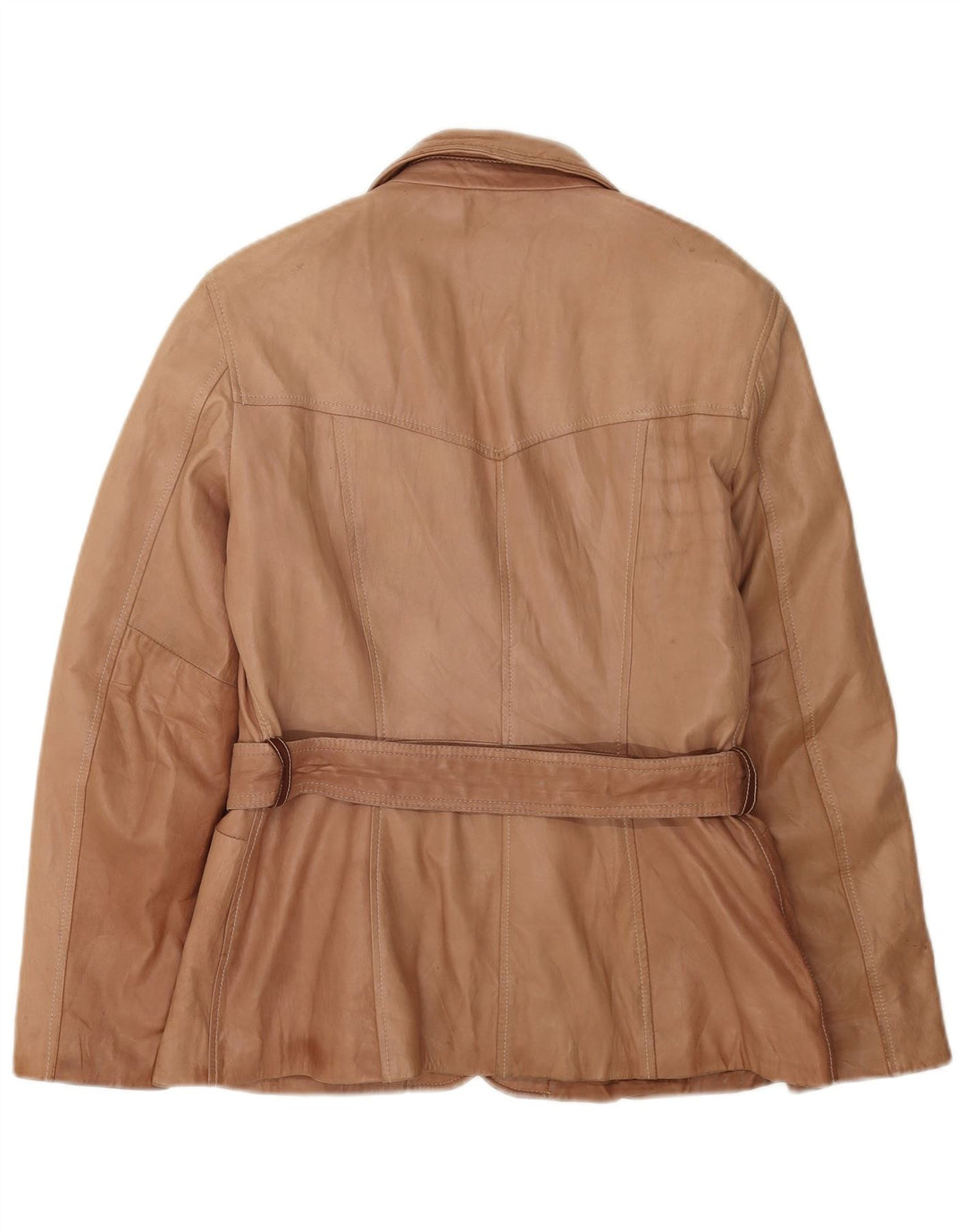 VINTAGE Chaqueta Blazer de cuero de 3 botones para mujer Reino Unido 16 Marrón grande
