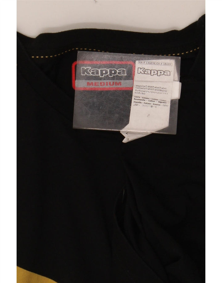 KAPPA Hombre Camiseta Gráfica Top Medium Negro Colorblock Algodón