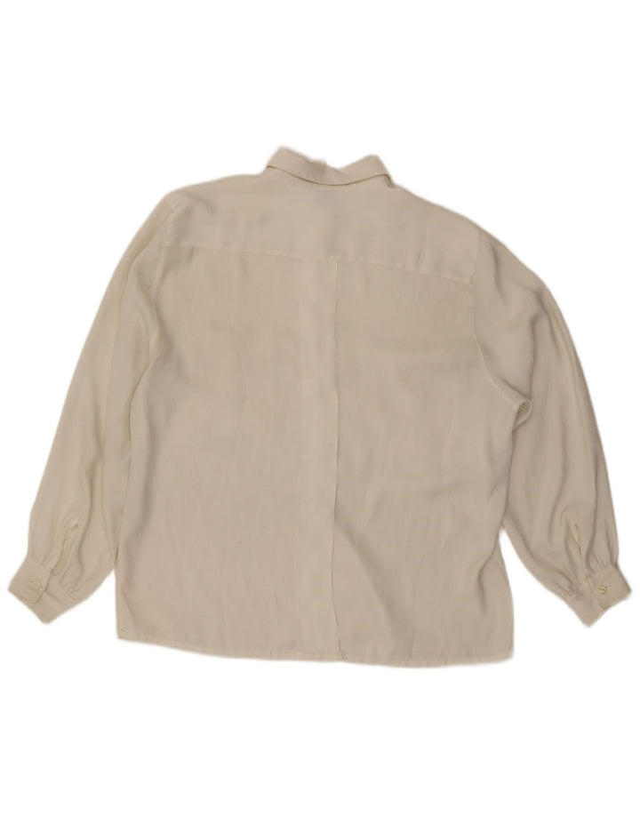 Camisa vintage para mujer Reino Unido 14 Poliéster blanco medio