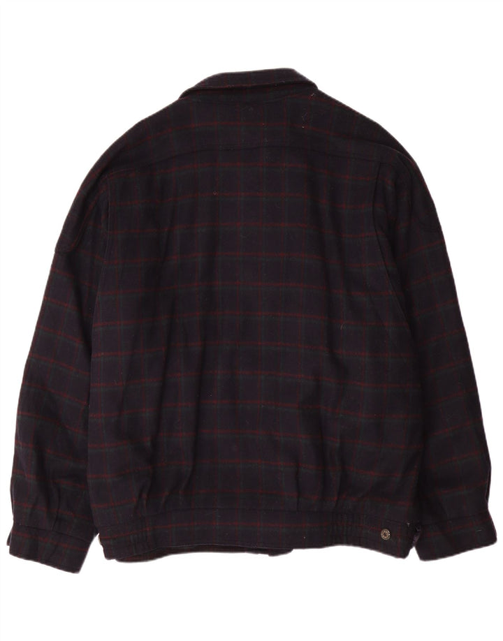 BUSCH Chaqueta bomber para hombre UK 42 XL Lana a cuadros azul marino