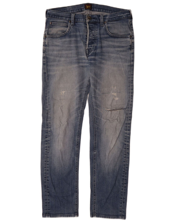 Vaqueros rectos desgastados para hombre Lee W30 L31 Algodón azul