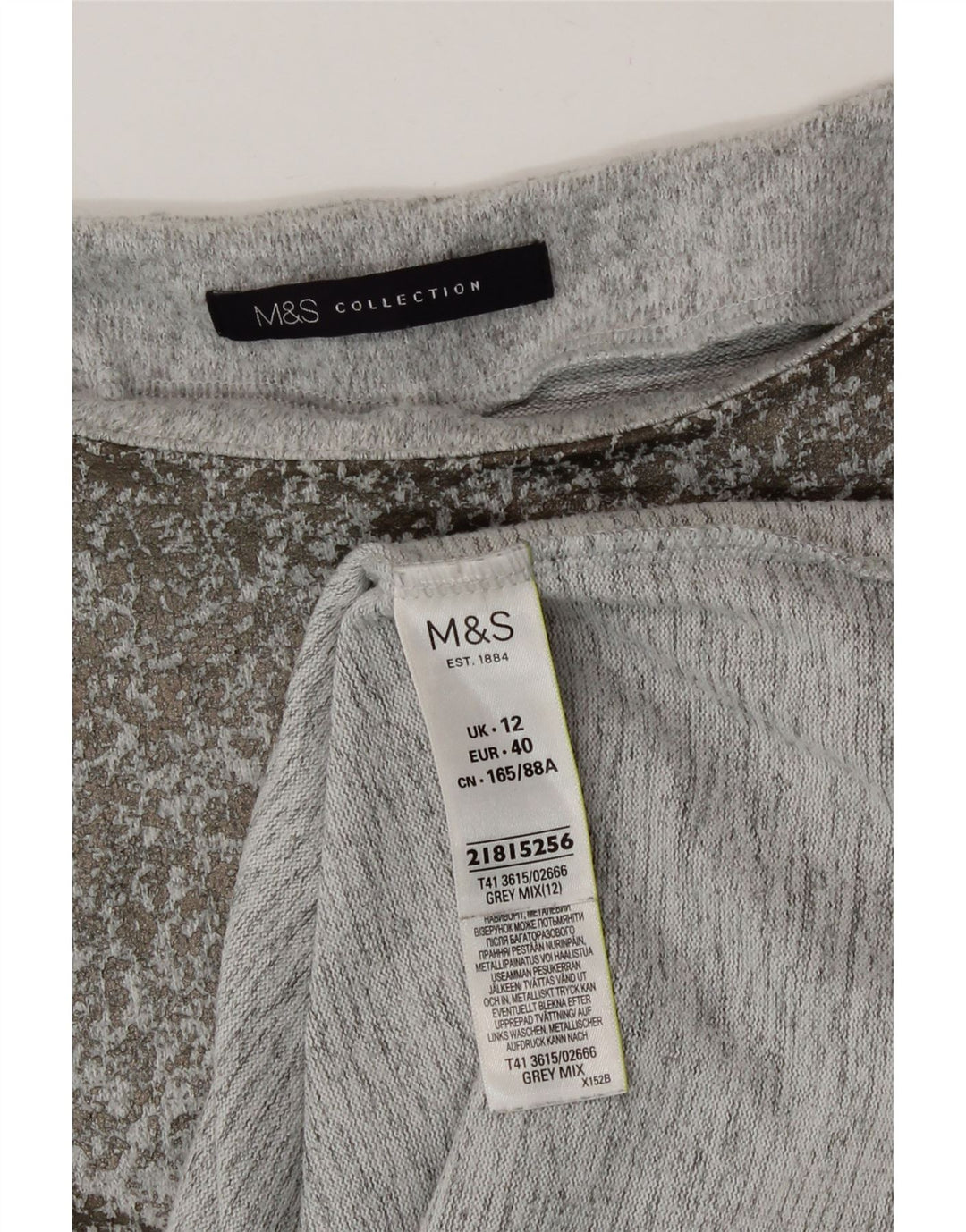Marks & Spencer Top para mujer de manga larga UK 42 Poliéster gris medio