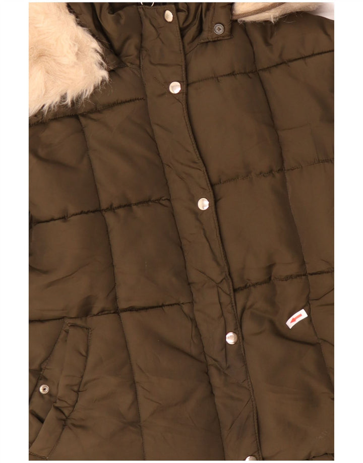 TOPSHOP Chaqueta Acolchada Sherpa Corta Extragrande para Mujer UK 12 Medium Khaki