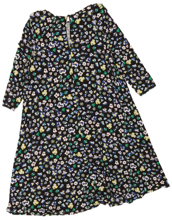 Marks & Spencer Vestido acampanado de manga 3/4 para mujer UK 40 XL Negro Floral