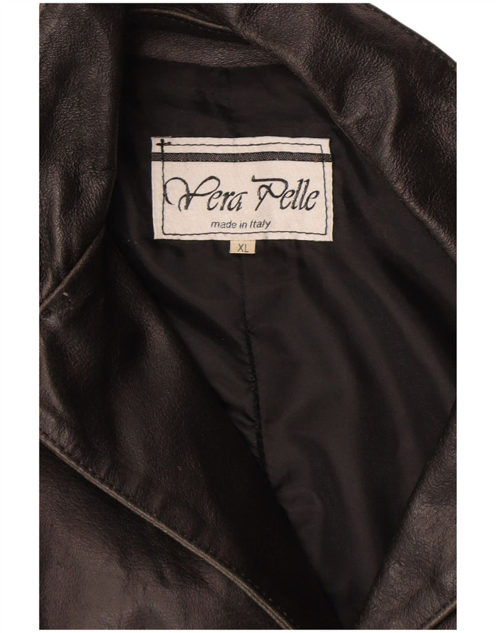 Vintage mujer chaqueta de cuero Reino Unido 18 XL cuero negro