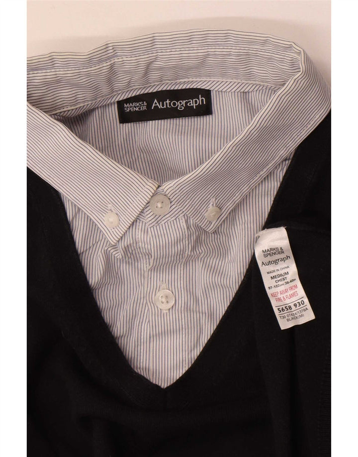 Marks & Spencer Suéter con Cuello en V Autograph para Hombre Algodón Negro Mediano