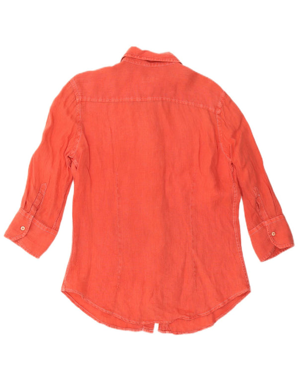FRED PERRY Camisa de manga 3/4 para mujer UK 44 Grande Naranja