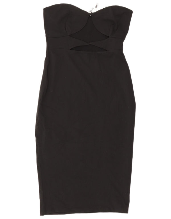 ZARA Vestido Sin Tirantes Mujer UK 44 Grande Poliéster Negro