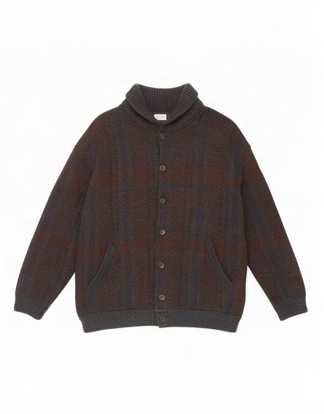 Settebello Suéter tipo cárdigan para hombre Acrílico a cuadros gris grande