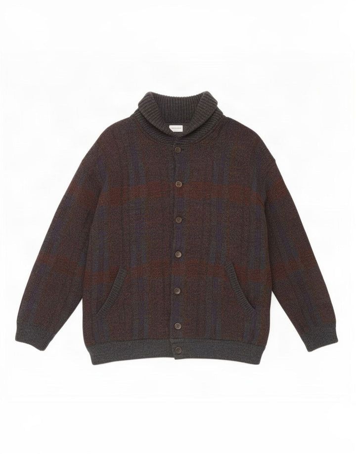 Settebello Suéter tipo cárdigan para hombre Acrílico a cuadros gris grande