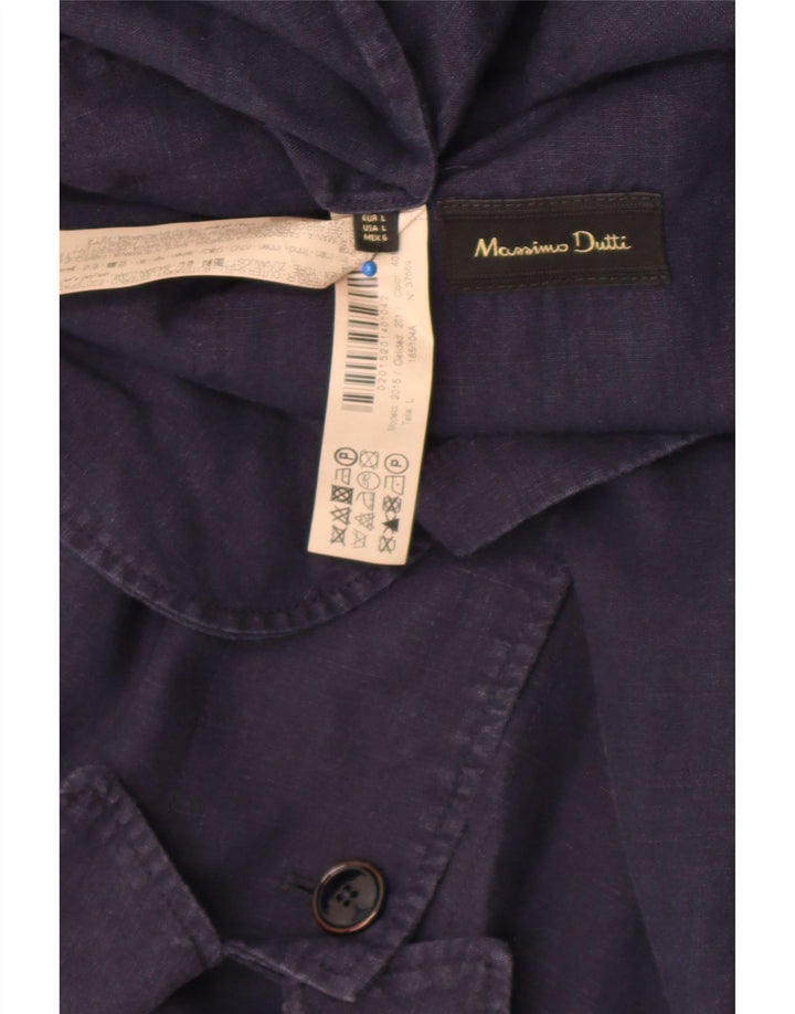 Massimo Dutti Chaqueta utilitaria para hombre UK 40 Large Lino azul marino