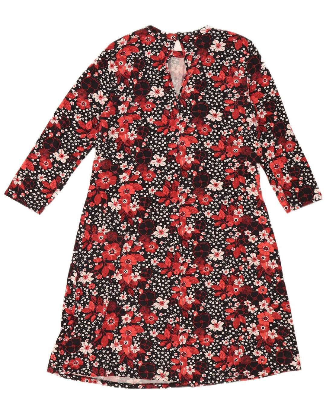 Marks & Spencer Vestido recto de manga 3/4 para mujer UK 42 Mediano Negro Floral