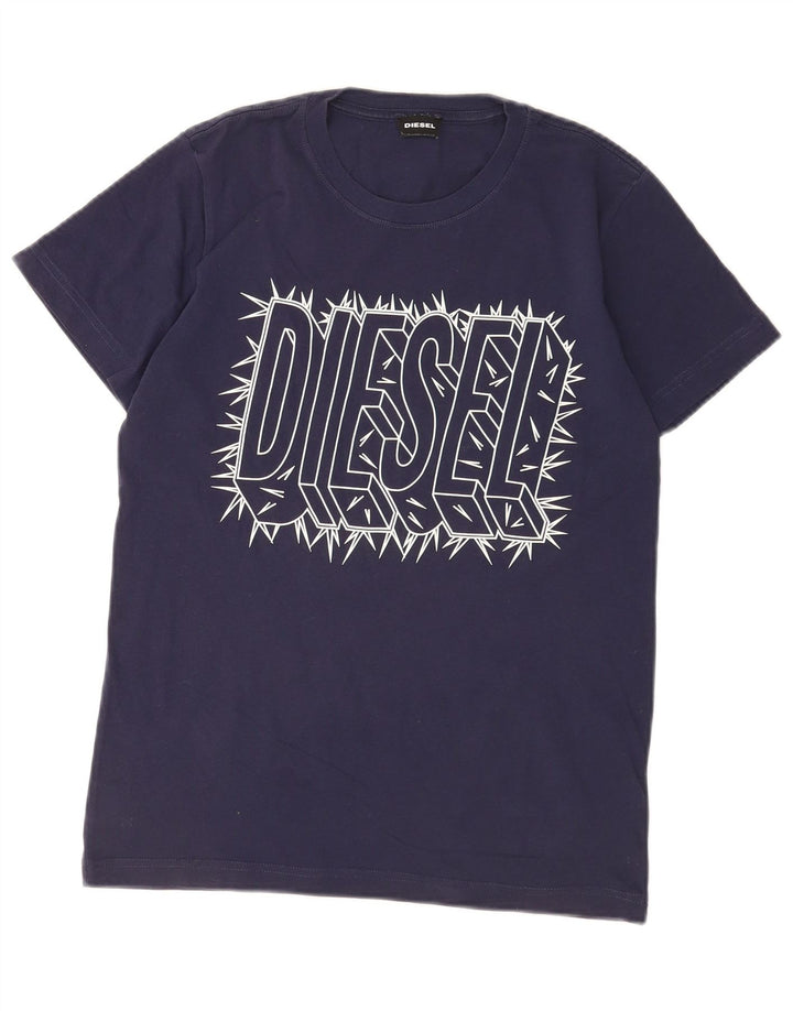 Diesel Hombre Camiseta Gráfica Top Small Azul Marino Algodón