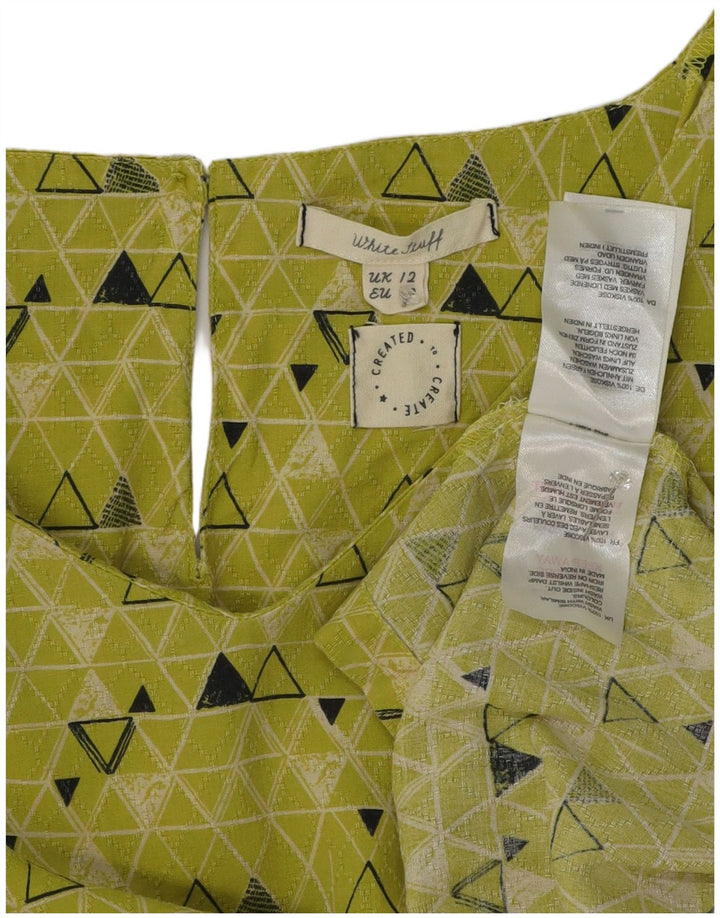 White Stuff Blusa de manga 3/4 para mujer UK 40 Verde medio Geométrico