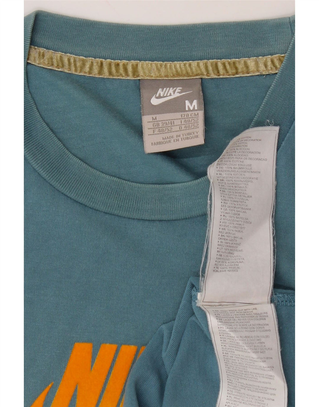 Nike Camiseta gráfica para hombre Top UK 39/41 Algodón azul medio