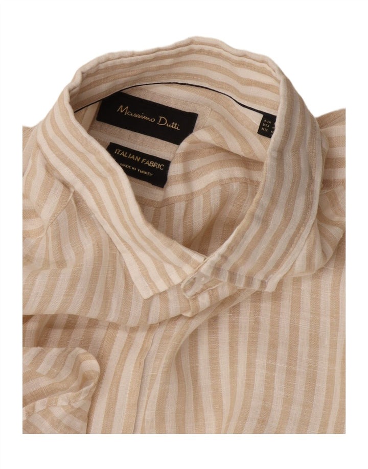Camisa Massimo Dutti Hombre Raya Raya Mediana Beige