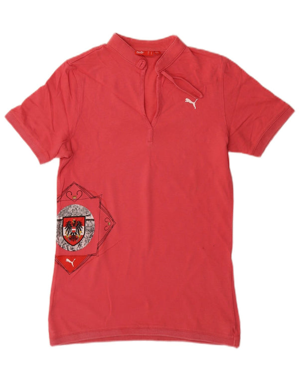 Puma Camiseta gráfica para mujer Top UK 10 Small Red Cotton