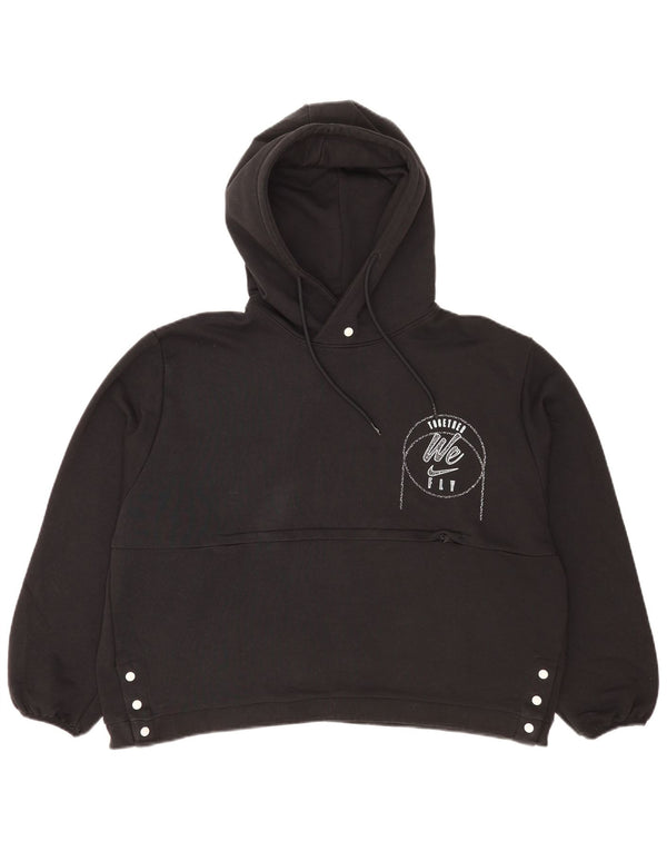 Nike - Sudadera con capucha para mujer, diseño gráfico, ajuste relajado, talla 40, talla grande, color negro