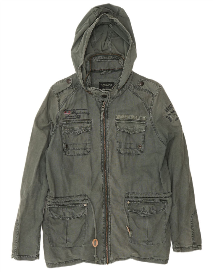 Soccx Chaqueta utilitaria con capucha para hombre UK 40 Large Khaki Linen