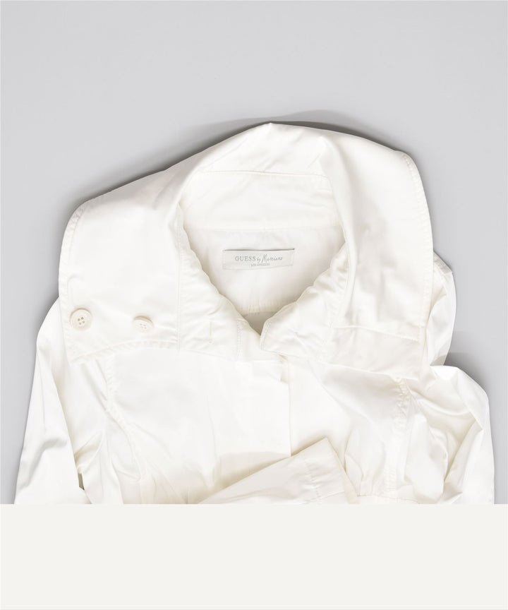 GUESS Gabardina para mujer UK 8 Small Poliéster blanco