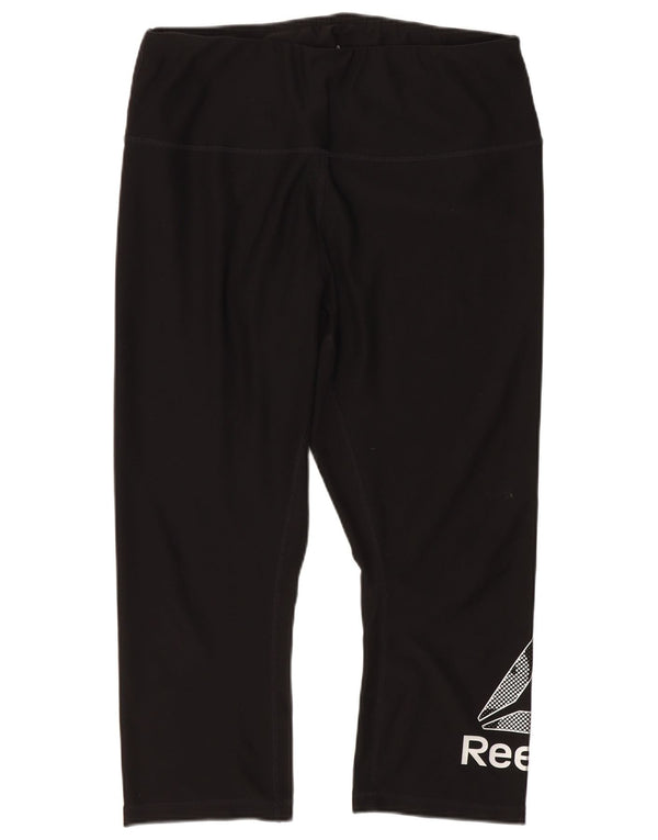 Reebok - Leggings capri gráficos para mujer, talla 40, color negro