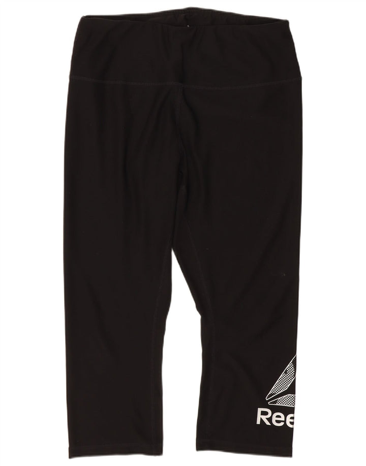 Reebok - Leggings capri gráficos para mujer, talla 40, color negro
