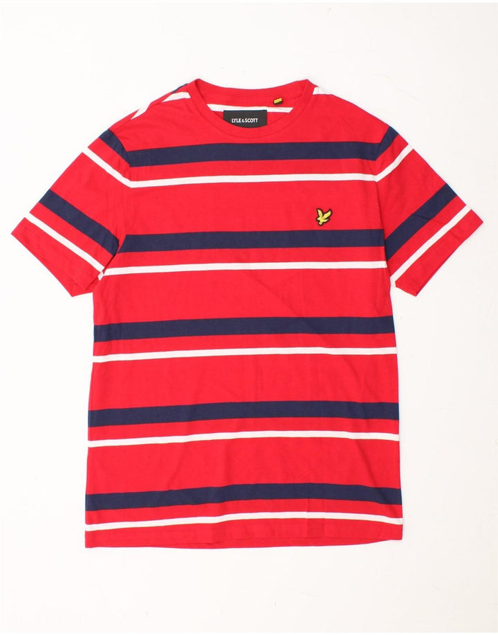 LYLE & SCOTT Camiseta para hombre Top mediano de algodón a rayas rojas