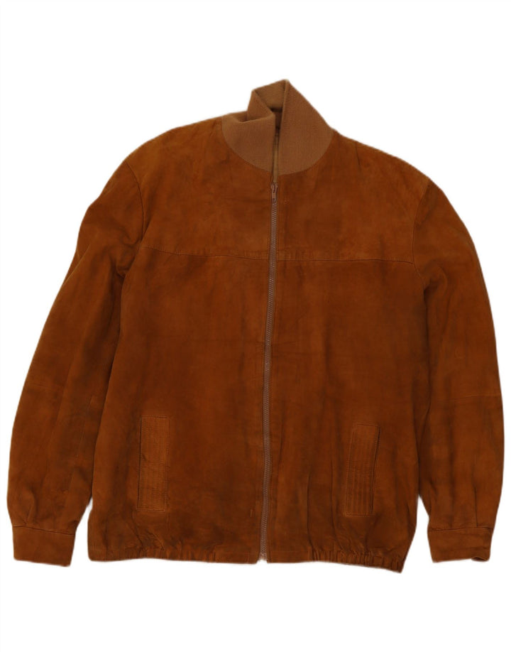 Chaqueta bomber de ante vintage para hombre IT 52 XL Beige