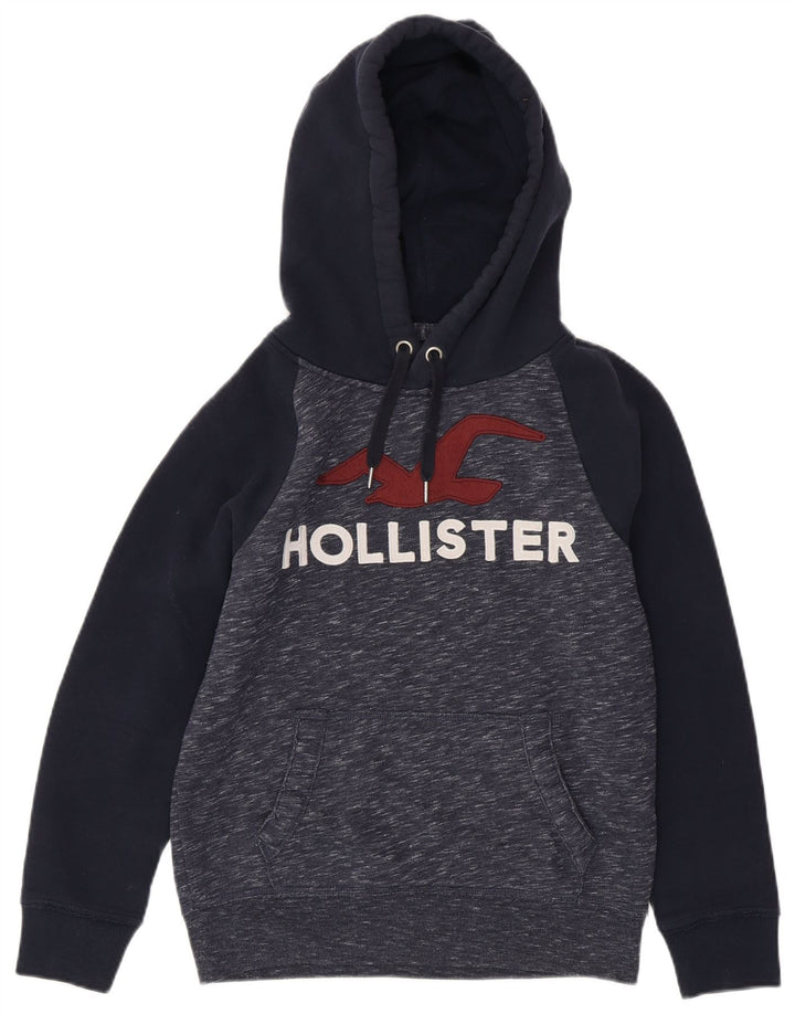 HOLLISTER Jersey con capucha gráfica para hombre XS Azul marino Colorblock Algodón