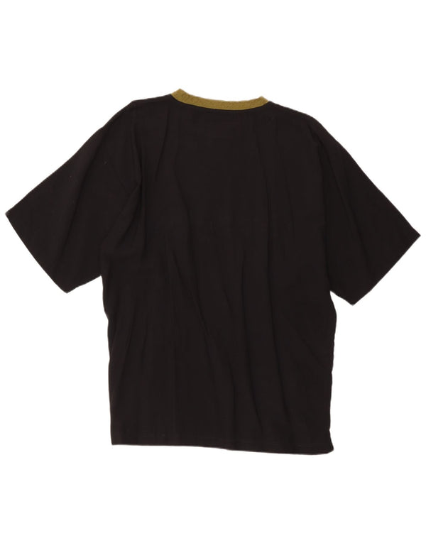 Vintage hombres camiseta gráfica top grande viscosa negra